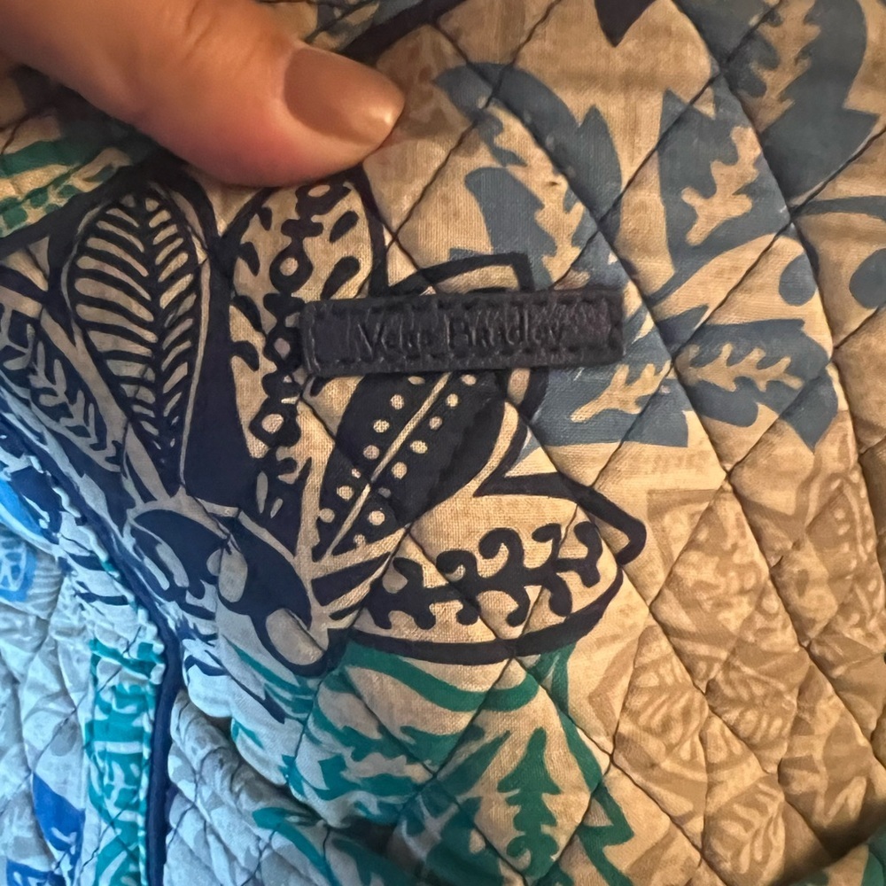 Vera Bradley Blue and Green Leafy Tote - Picture 3 of 5